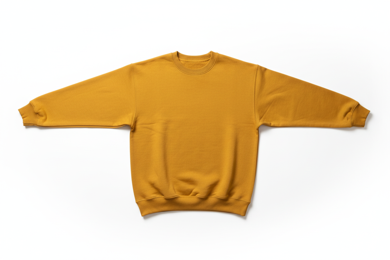 goldenrod crewneck sweatshirt arms spread
