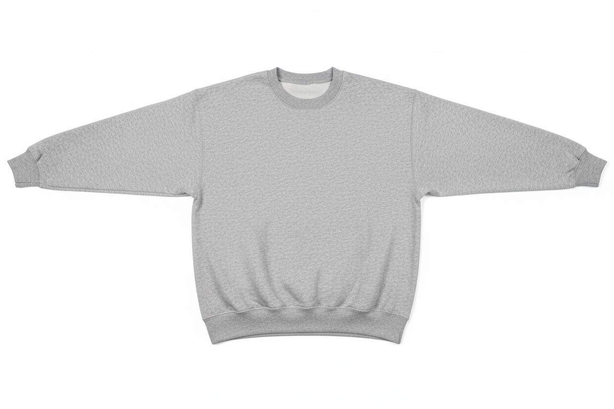 heather grey crewneck sweatshirt arms spread
